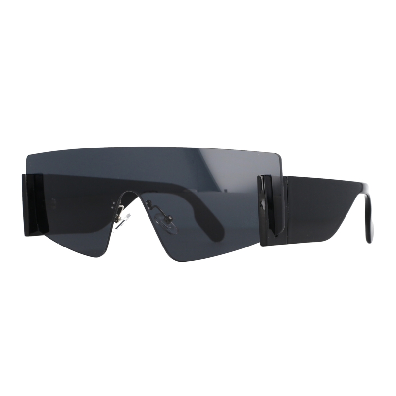 51117 übergroße eins Linse Marke Sonnenbrille Frauen quadratische Farben UV400 Jahrgang Männer Brille: Schwarz