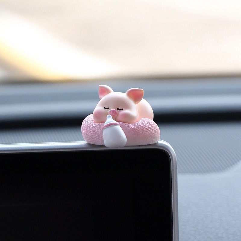 Nette Autos Zubehör Lustige Kawaii Tier Ornament Auto Zentrale Steuerung Bildschirm Rückspiegel Dekor Auto Zubehör Innen: Black