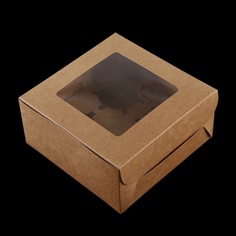 4 Cavities Kraft Paper Cupcake Box Dessert Containers Bakery Cake Carriers for Home Dessert Shop