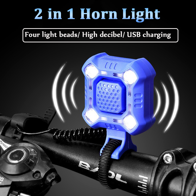 BUCKLOS 2 In 1 Fietsbel 140db Fietshoorn Fietsbel Ring Elektrische USB Oplaadbare Fietslicht Koplamp Fietsaccessoires