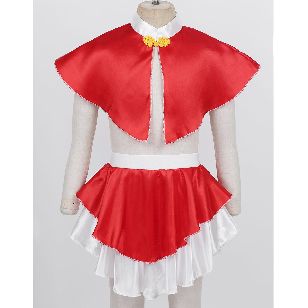 ChicTry Kids Girls Christmas Santa Costume Children Halloween Cosplay Party Red Satin Cape with Skirt Dance Show Fancy Dress Set