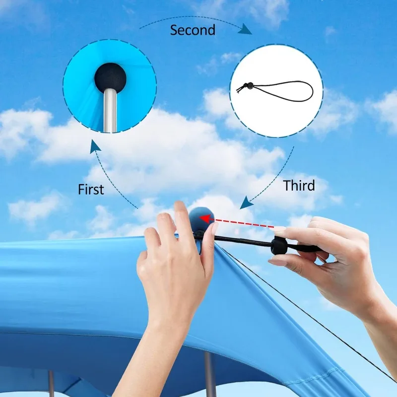 Toldo portátil para tienda de playa, sombrilla emergente, resistente a los rayos UV, tienda de campaña a prueba de viento y protector solar, refugio solar, dosel para jardín y casa