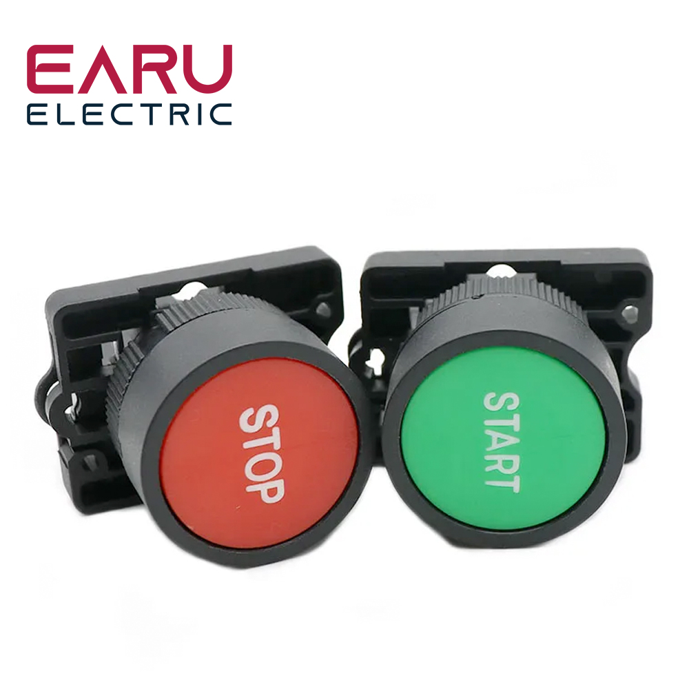 22Mm Start Stop Knop Met De Pijl Symbool XB2 Platte Touch Schakelaar Knop Momentary Button Switch Plastic Rood/groene Push Knoppen