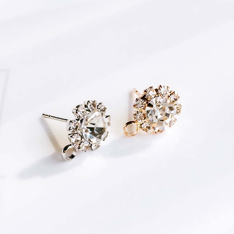 ZEROUP Rhinestone White K Gold Plated Stud Earrings 4 Colors Ear Accessories Jewelry Component Diy Material Handmade 6pcs: KP810-7 / kc gold