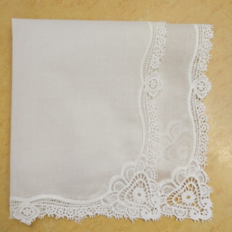 einstellen von 12 Damen Taschentücher 12x12 "Baumwolle Hochzeit Braut Taschentuch Häkeln Spitze Taschentücher Jahrgang Hanky