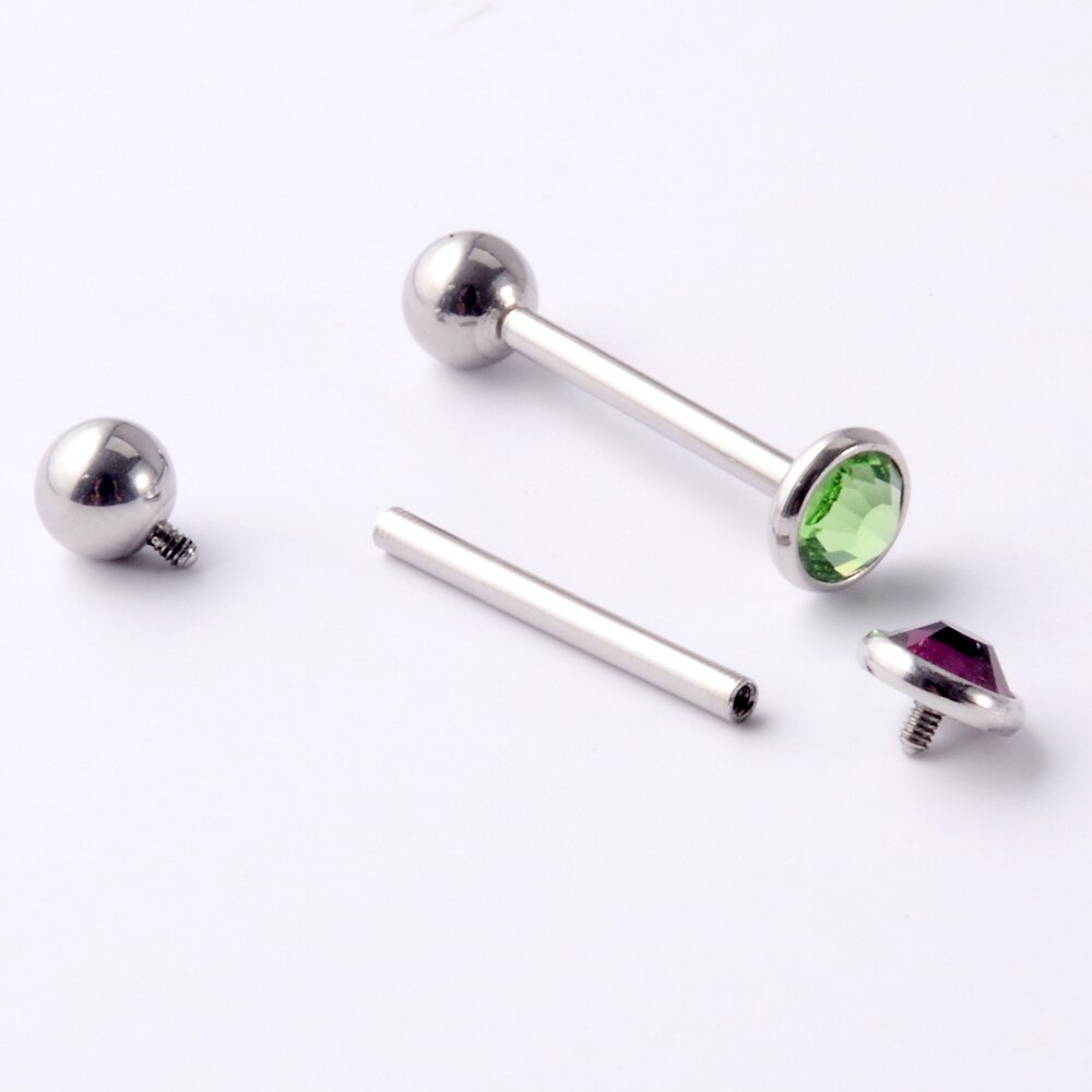 1Pc Anti-Allergie Chirurgisch Staal Tong Ringen Vrouwen Platte Zirkoon Piercing Tong Halters Piercing Lichaam Sieraden 14G