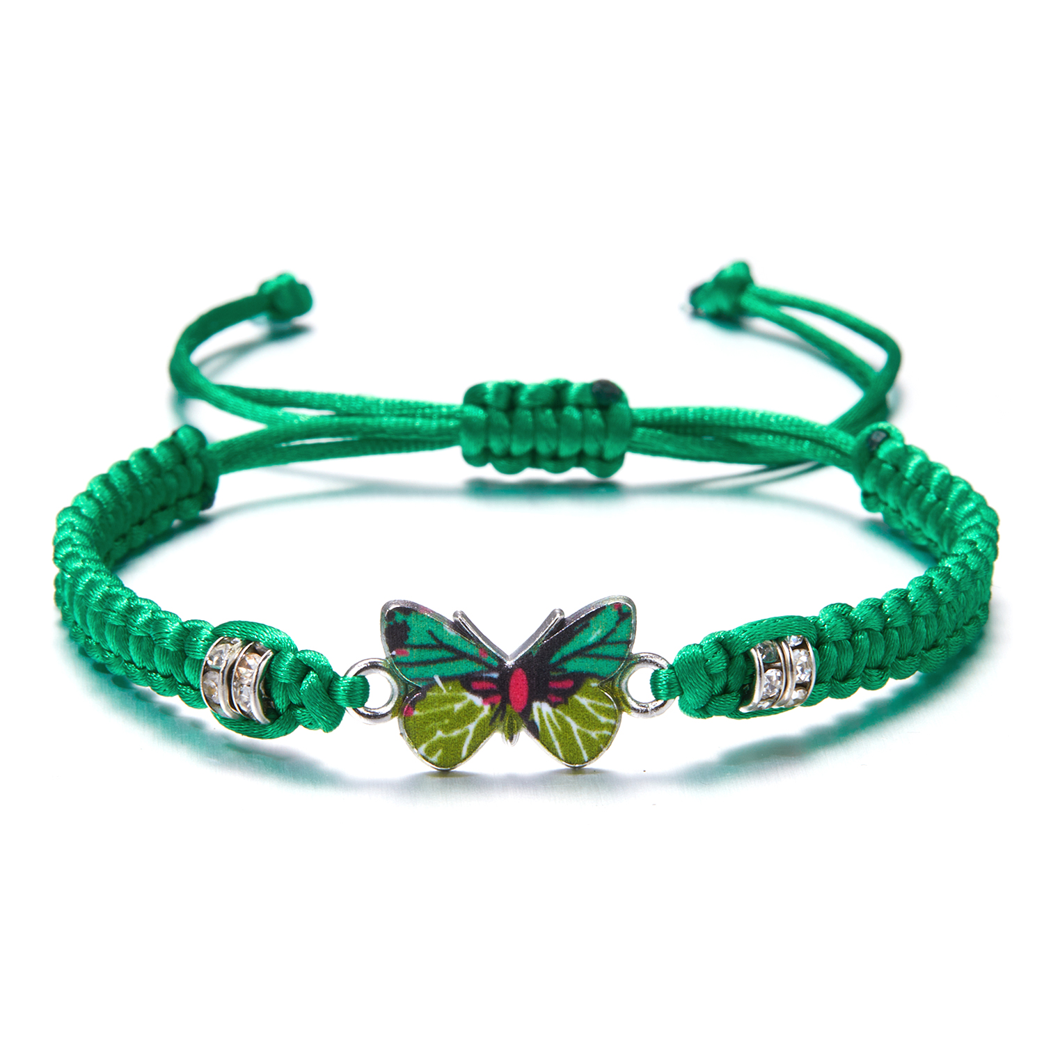 Pulsera de cuerda trenzada hecha a mano para mujer, pulseras con colgante de animales y mariposas coloridas, de joyería para: Color amarillo dorado claro