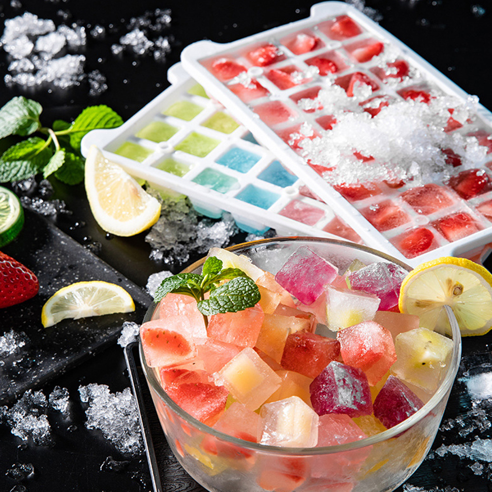 BPA Free Silicone Ice Cream Mold Sets For Kids DIY Ice Molds For Whiskey Cocktails Rectangle Ice Cube Tray Storage Container Lid