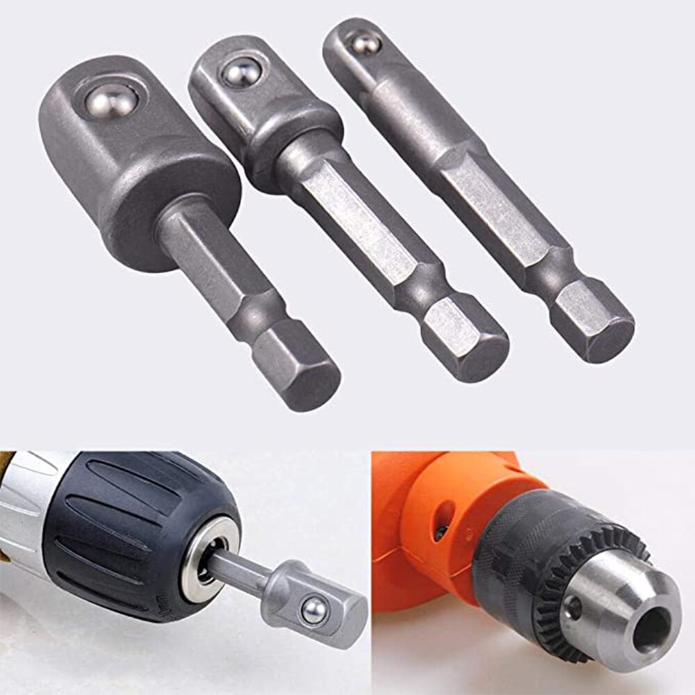 3 kpl kuusiovarsi jakoavaimen käyttö sähköpora hylsy poran sovitin hylsy jatkoporanterä adapteri 1/4 " 3/8 " 1/2 " ruuvimeisseli työkalut