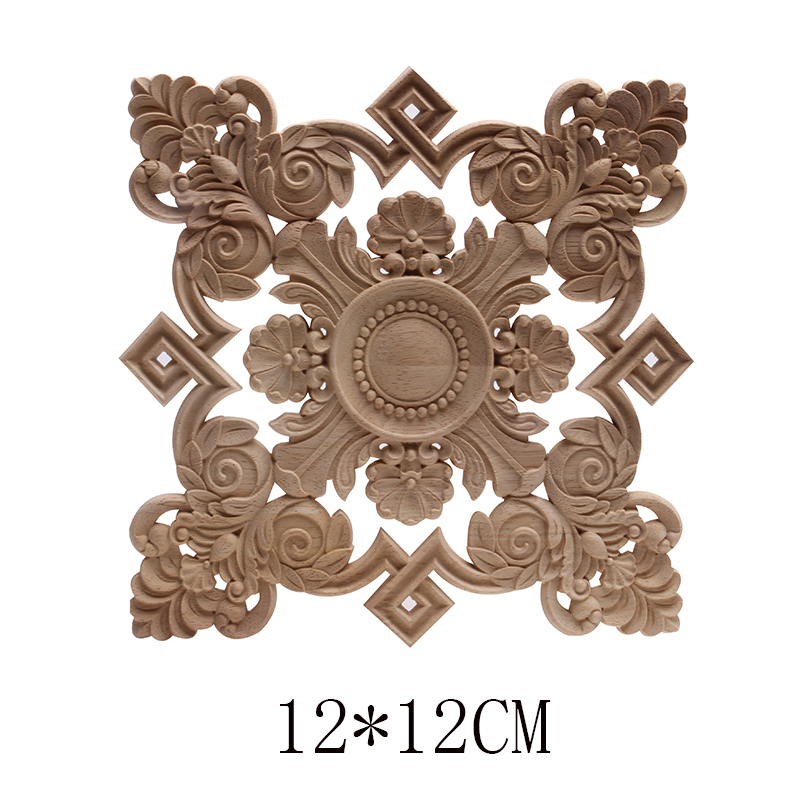 Hout Applique Onlay Hout Decal Hout Beeldjes Houten Gesneden Decor Unpainted Grote Kroon Laat Ovale Bloem Meubels Deuren Thuis: B72-2