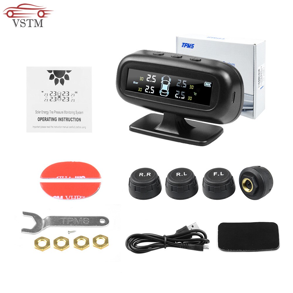 Auto Security Alarm Systems Tyre Pressure Smart Car TPMS Tyre Pressure Monitoring System Solar Power Digital LCD Display