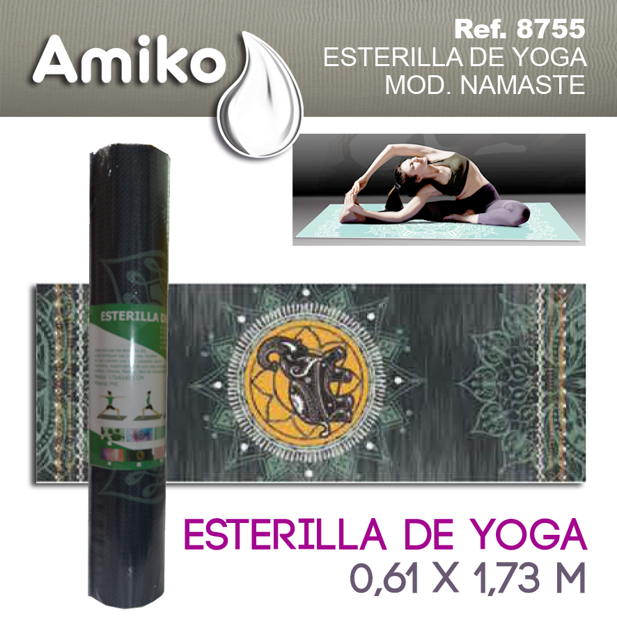 ESTERILLA ANTIDESLIZANTE PARA YOGA AMIKO. COLCHONETA PARA YOGA, FITNESS, TRANSPORTABLE Elástico alfombra NUEVOS MODELOS