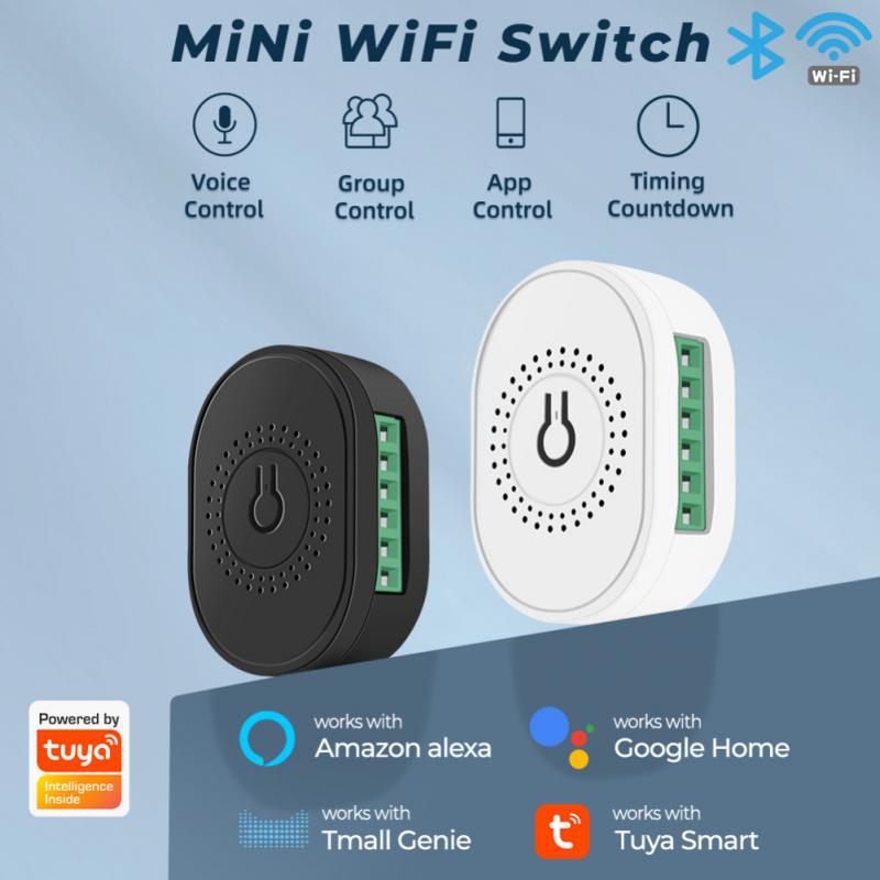 Tuya mini wifi smart switch 16a 2 gang diy switch support tovejs switch fungerer med smart life stemmestyring alexa google home