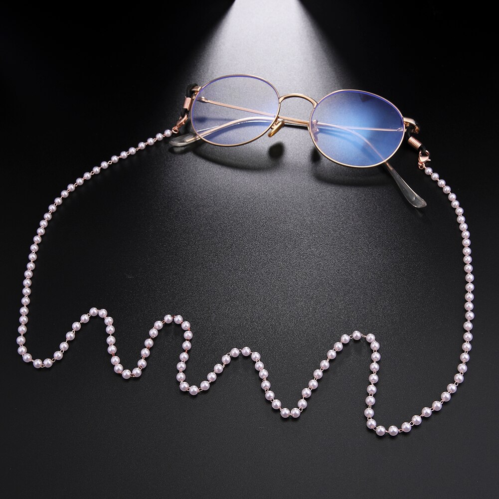 Skyrim Chic Pearl Beaded Glasses Chain Women Sunglasses Chains Lanyards Neck Strap Rope Reading Eyeglasses Cord: C-Rose Gold