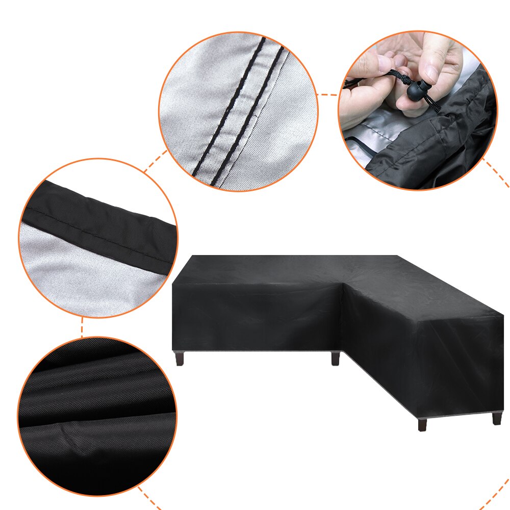 Waterproof L Shape Furniture Cover Outdoor UV-resistant Sofa Covers Garden Patio Yard Corner Oxford Cloth Furniture Rain Cover