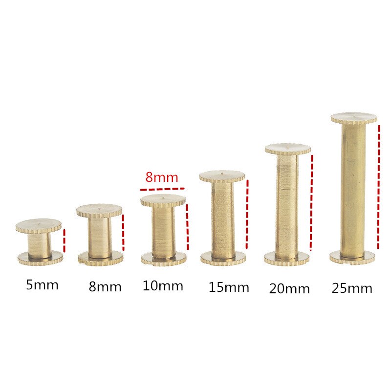 XUNZHE 20Pcs Zuiver koper schroefdraad I-schroef Klinknagel lederen schroef riem tas decoratie klinknagel lederen hardware accessoires Foto album