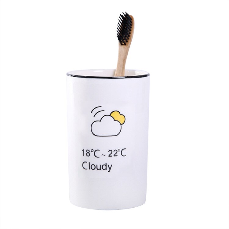 Escova de dentes cerâmica copo criativo dos desenhos animados escova copo doméstico lavar copo copos do casal hotel casa de banho produtos de higiene pessoal escova copo: Tooth cup cloudy2