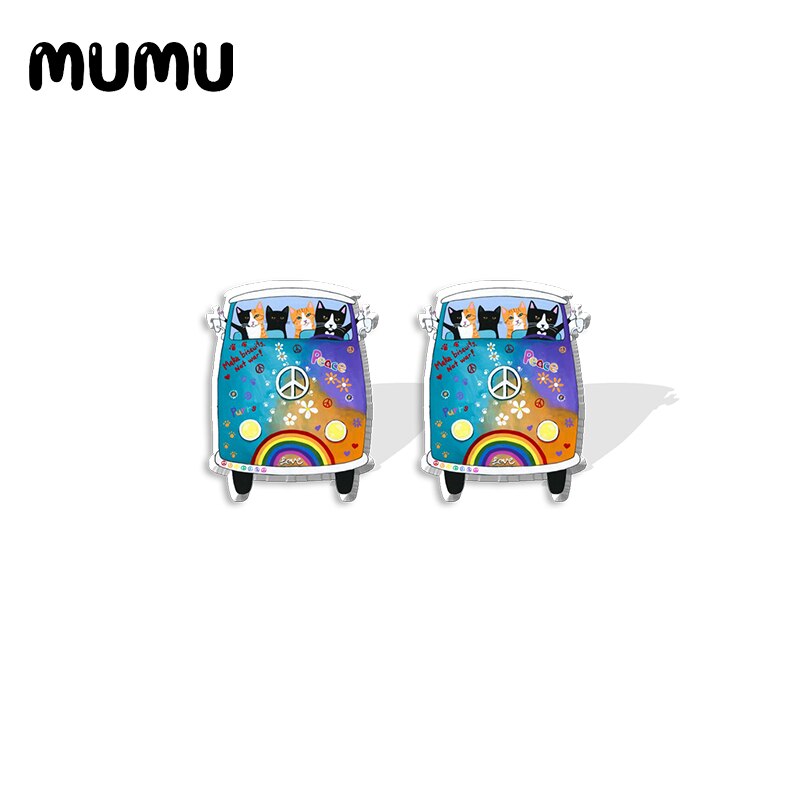 neue Ebene Hippie Auto Acryl Zucht Ohrring Lustige Handgemachte Ohrringe Harz Epoxid Schmuck Fans: 4