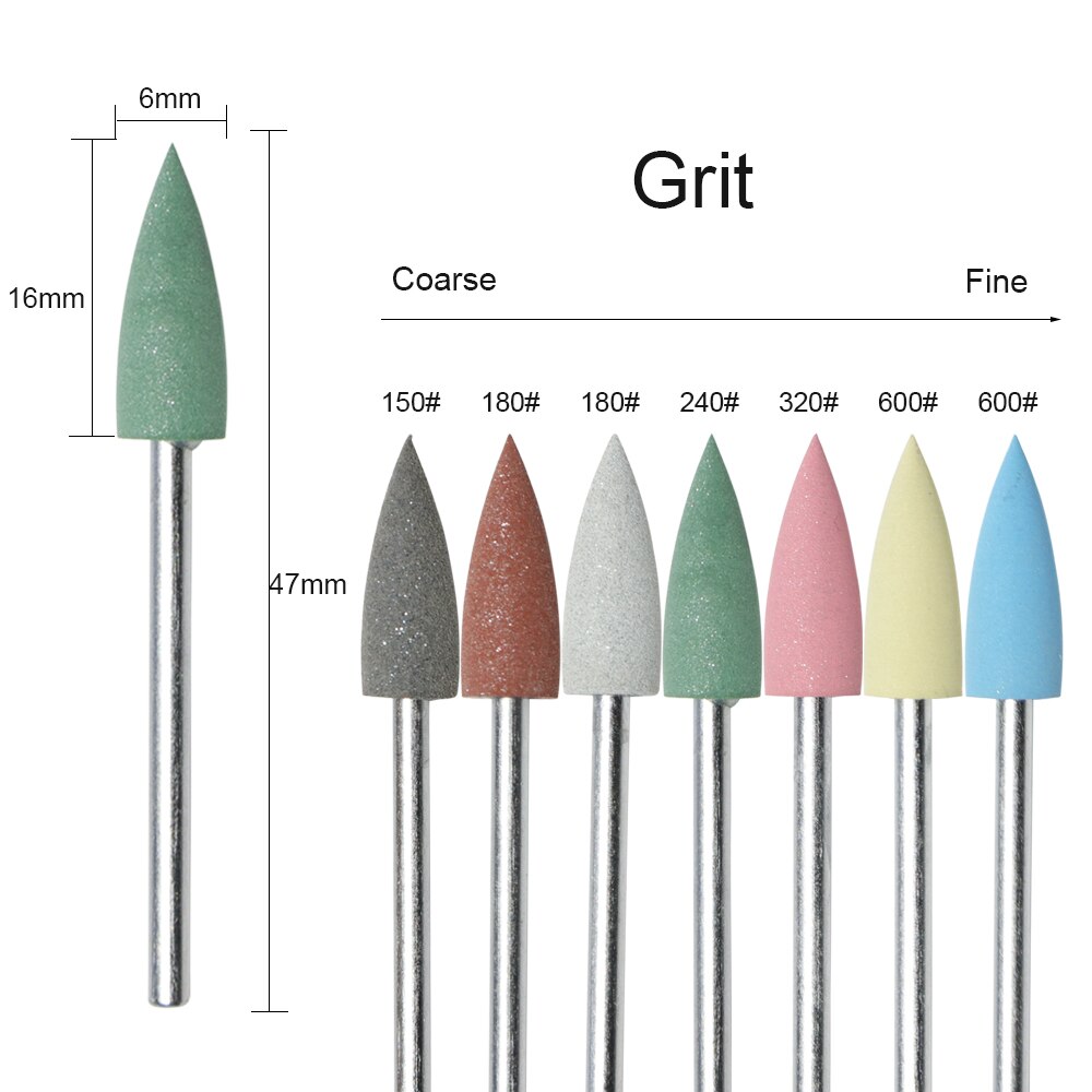 1 st 7 färg polerare buffert nagelborr silikon kuspidal elektriska nail art verktyg fräs för manikyr chgj 01-1
