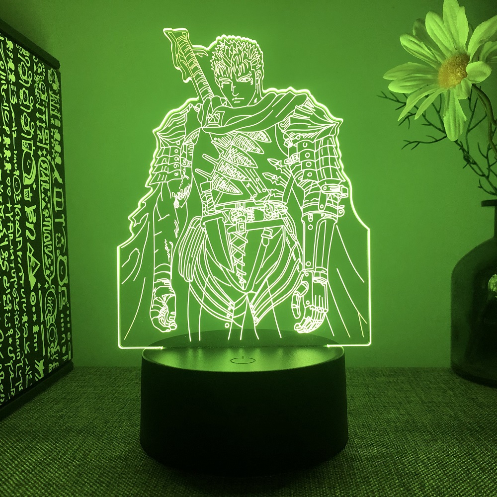Anime Led Licht Berserker Guts Figur für Schlafzimmer Dekorative Nachtlicht Geburtstag Kinderzimmer 3d Tisch Lampe Manga Berserker