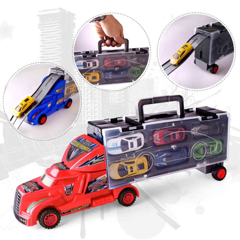 15Pcs Vrachtwagen Auto Carrier Mini Transporter Voertuig Model Kids (Willekeurige Kleur)