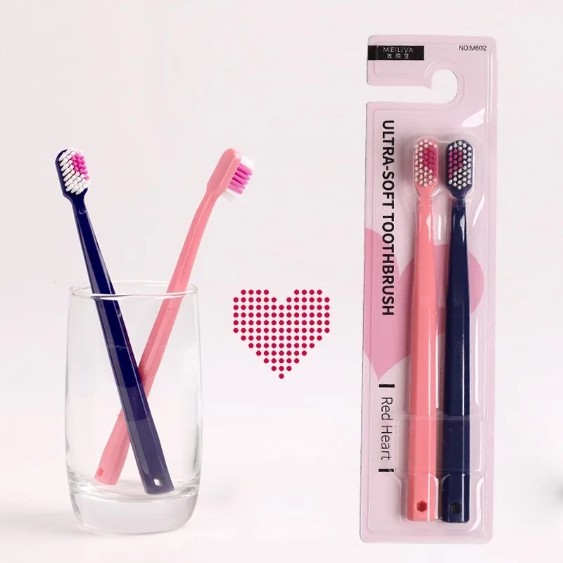 1 par de cepillos de dientes para parejas, cepillo de dientes con forma de corazón, caja de cristal romántica, cepillo de dientes suave Nano, cepillo de dientes para adultos, de boda para parejas