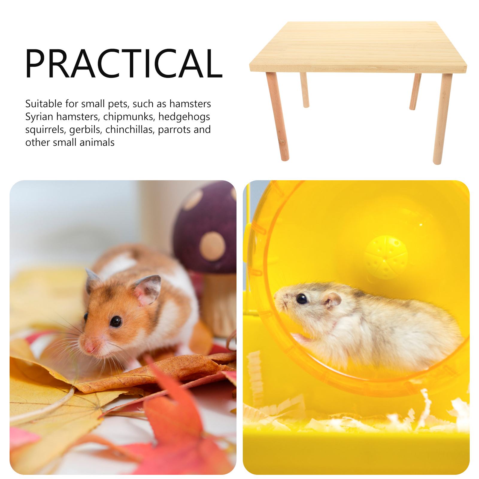 Zweischichtiger Hamster-PlattformkäFeige aus Holz, langlebig, Chinchilla, Meerschweinchen-Zubehör, verschleißfestes Spielzeug, Haustierprodukte