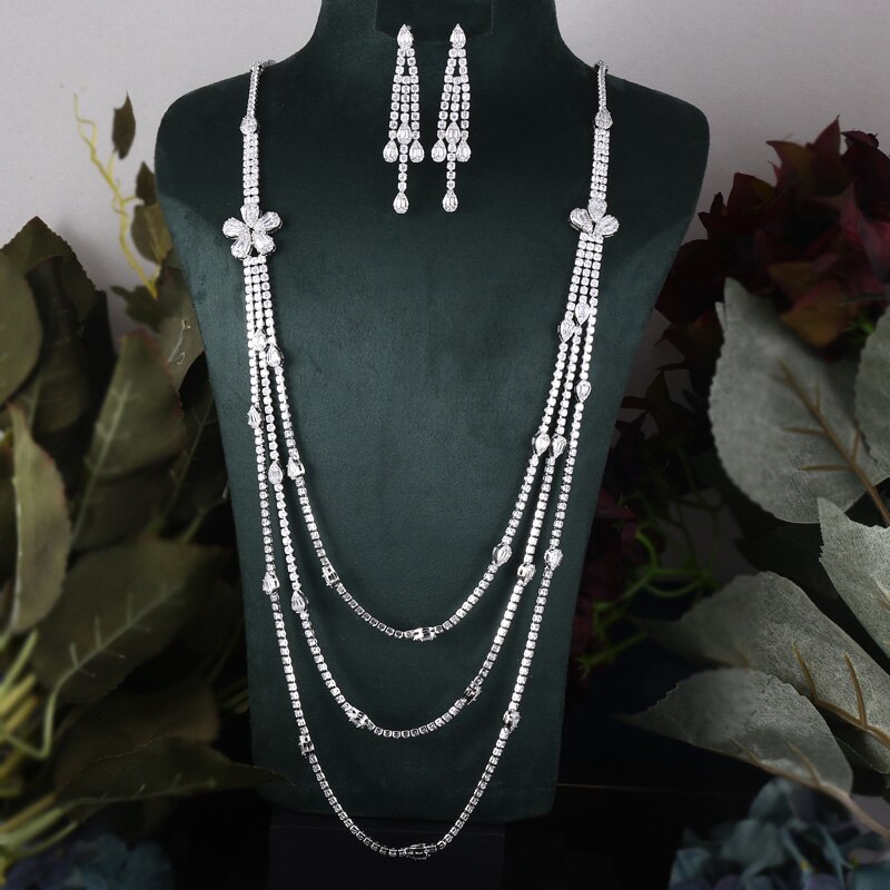 Janekelly set di gioielli completi di zirconi da sposa 2 pezzi per feste da donna, set di gioielli da sposa in cristallo di lusso Dubai Nigeria CZ