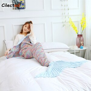 Sirène queue couverture Plaid laine tricoté couverture sur canapé-lit lire jeter pour adulte fil couvertures pour l'automne: B41T08 / 70x140cm
