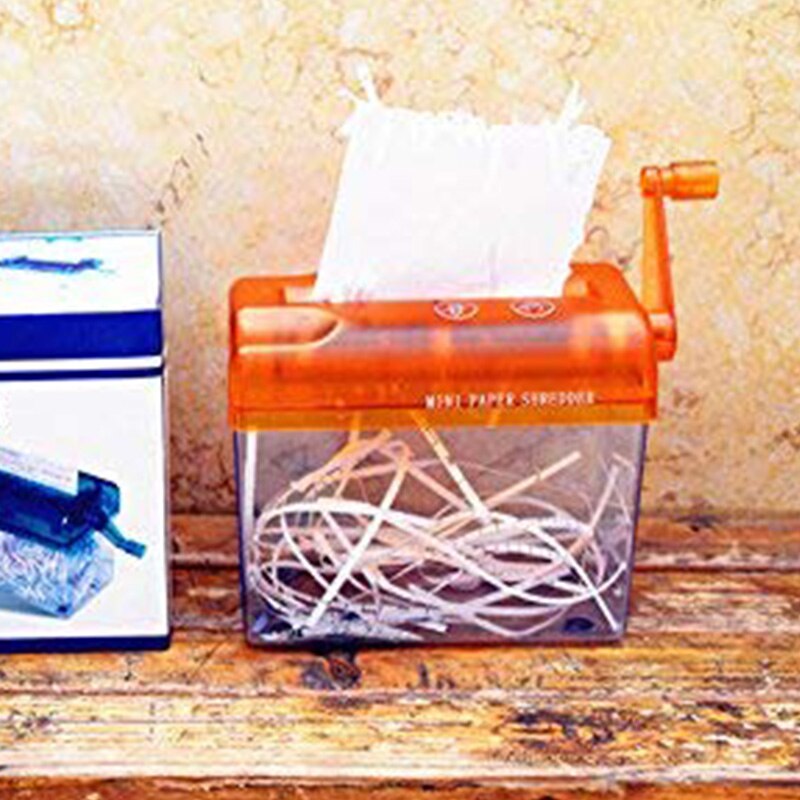 Mini håndmakulator bærbar papirmakulator  a6 manuel makuleringsmaskine dokumenter papirskæreværktøj hjemmekontor skrivebord papirvarer-orange