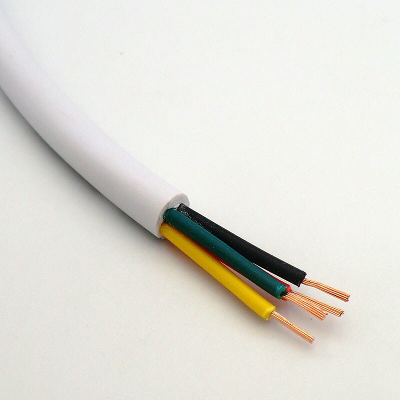 Hvid ledning blød kappe kabel 2,3,4,5,6 kerne 0.12,0.2, 0.3 mm² 27,24,22,20 awg signal linje ekstrudering producere iltfrit kobber 10m: 4 kerner / 0.12 mm 2(27 awg)