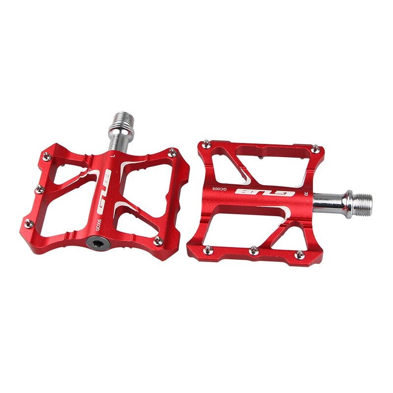 GUB-Pedales de plataforma plana, de aluminio, con eje cromado, para bicicletas de montaña y carretera, Pedales Ultraligeros para ciclismo GC005: Red
