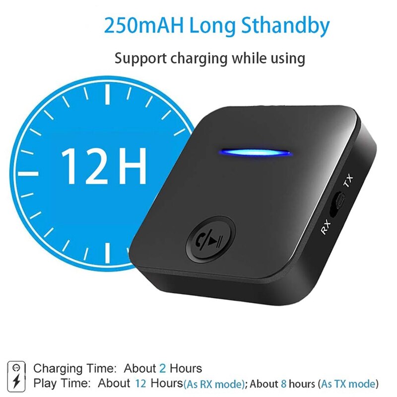 Bluetooth 5.0 Transmitter Receiver AUX 3.5Mm Jack RCA Stereo USB Dongle Wireless Audio Adapter with Mic for Car PC TV