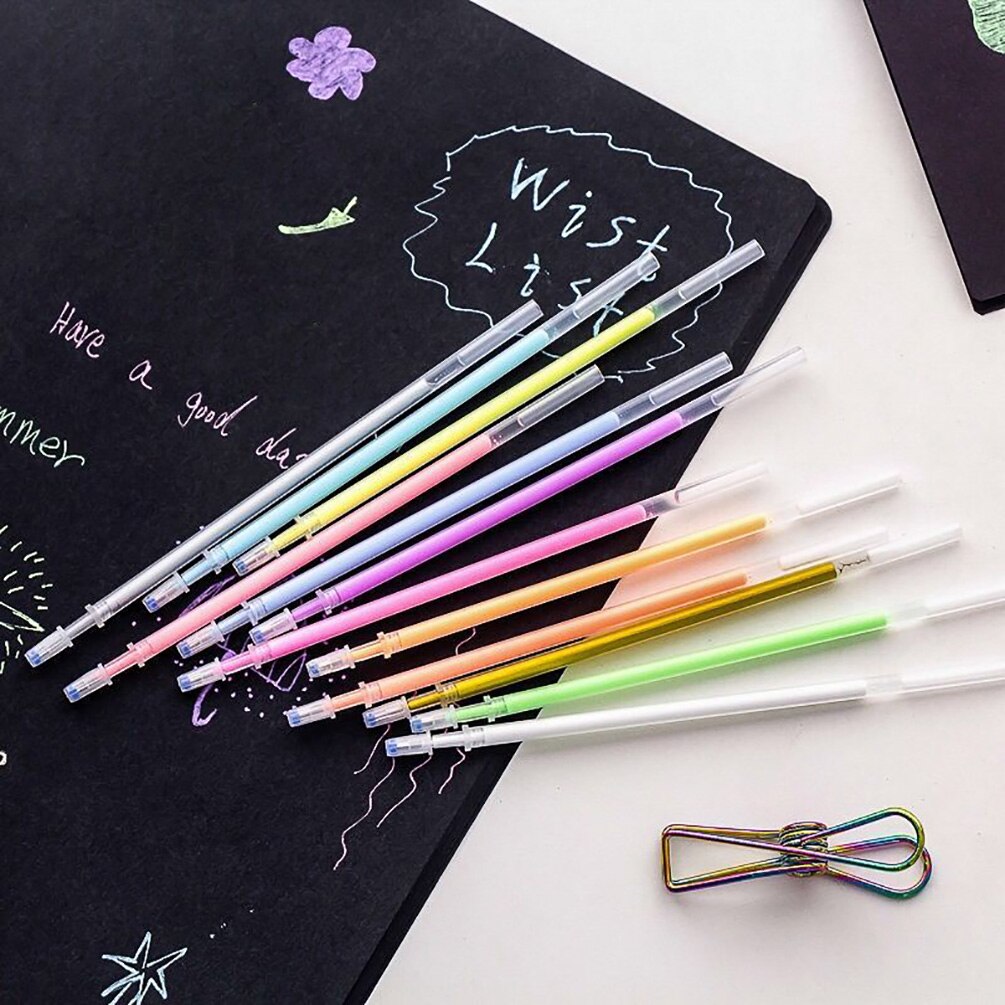 Multicolour Ballpoint Gel Pen Highlighters Refills Gel Pen Full Shinning Refill Painting Pen Drawing Color Pen: 9 colors 