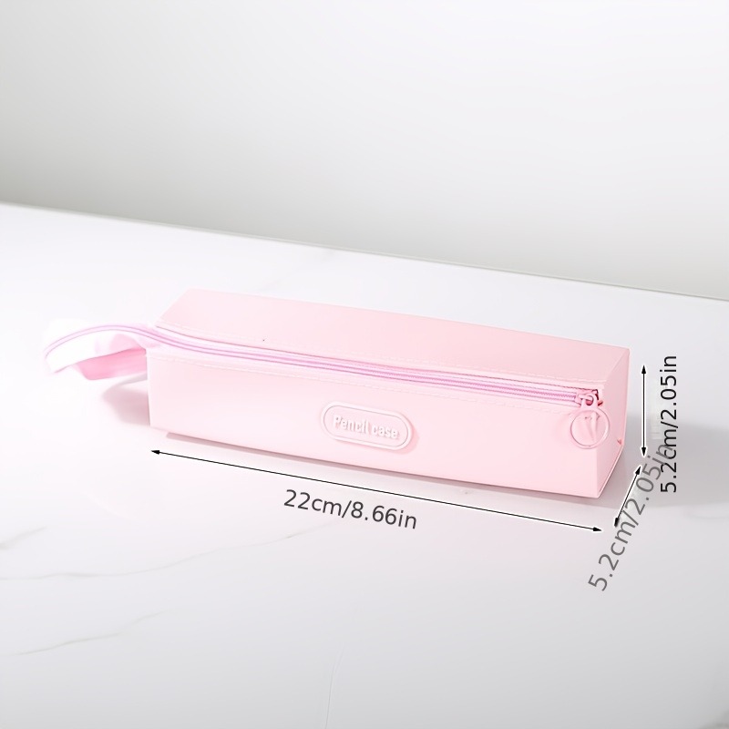 Estuche de lápices de silicona, organizador duradero y portátil para útiles escolares, elementos esenciales de oficina y accesorios de viaje, 1 ud.: Rosa