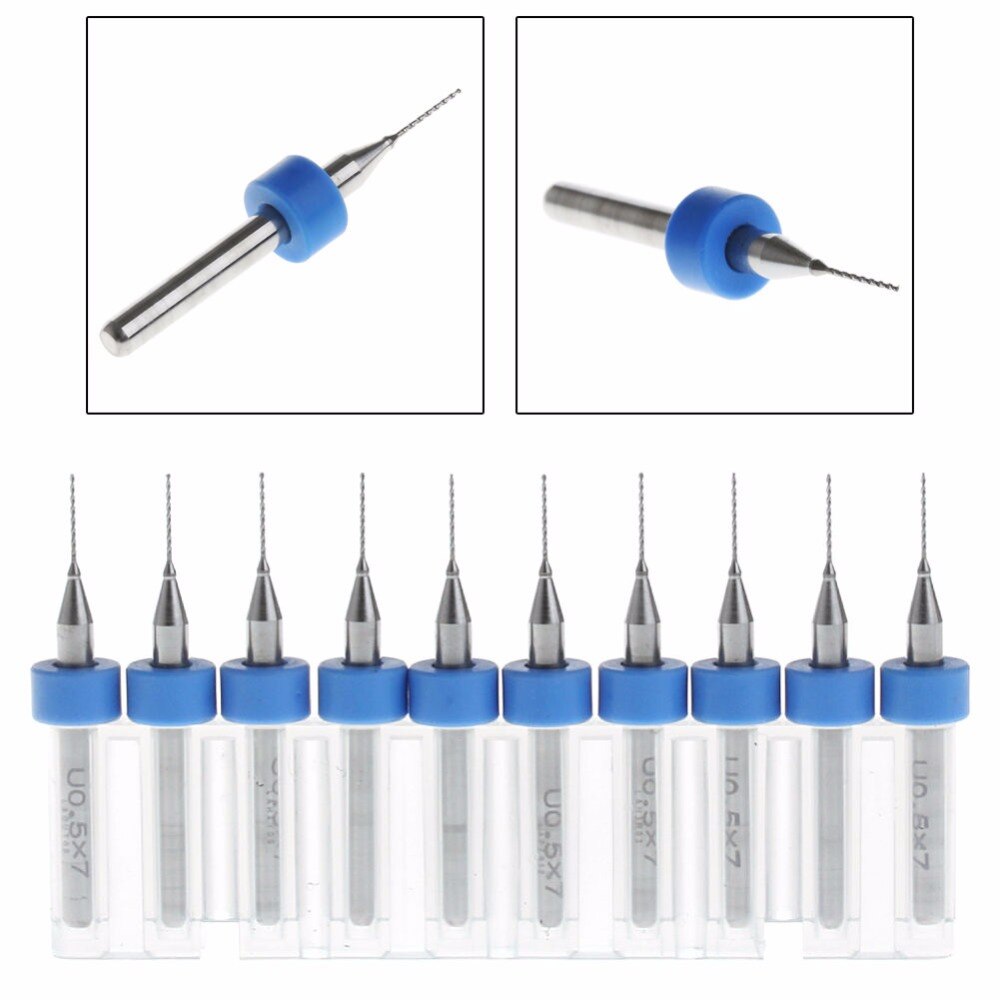 Brocas de carburo de tungsteno, puntas de 1/8-0,2mm, 10 unidades, 0,9&quot;