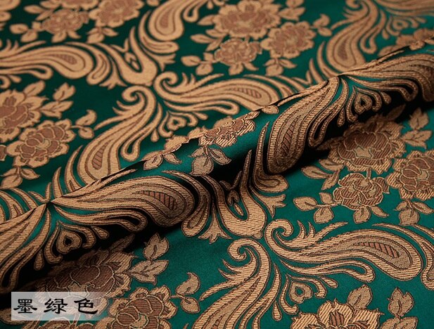 Brokade stof cheongsam og kimono materiale satin stof til syning diy: Dybgrøn