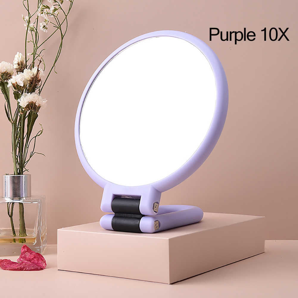 2/5/10/15X Magnifying Makeup Mirror Hand Mirror Portable Folding Makeup Vanity Mirror Double Sided Handheld Mirrors Makeup Tools: Purple-10X