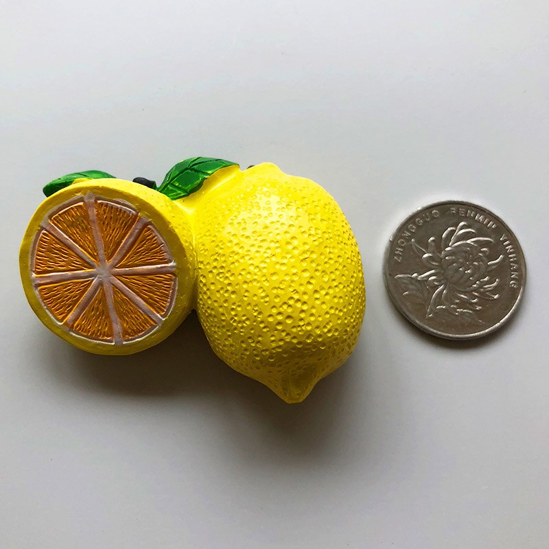 3D fresh fruit refrigerator magnetic stickers magnetic food room decoration Pineapple lemon cherry fridge magnets: Yellow lemon