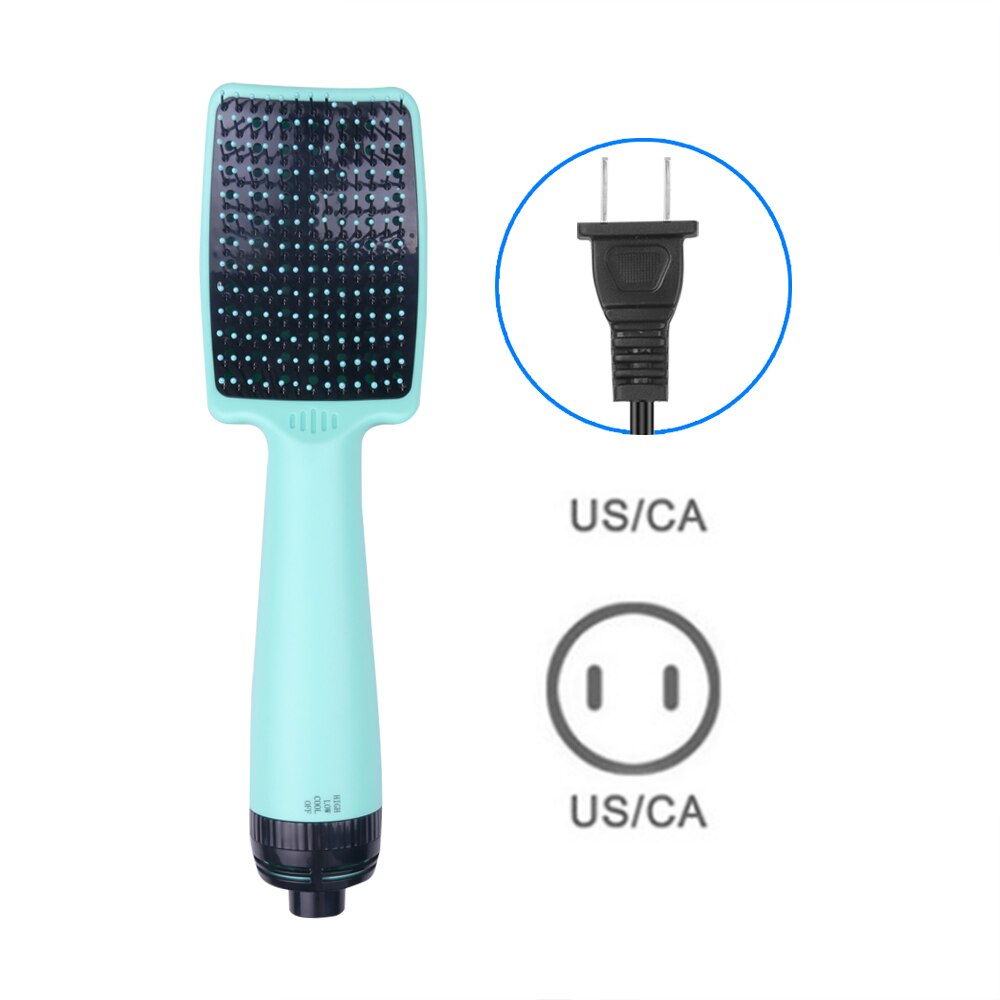 Secador de pelo 2 en 1, cepillo de aire , voluminizador, alisador de pelo de hierro plano a la con forma de arco, máquina de secado en húmedo para estilismo, EU US: US Green