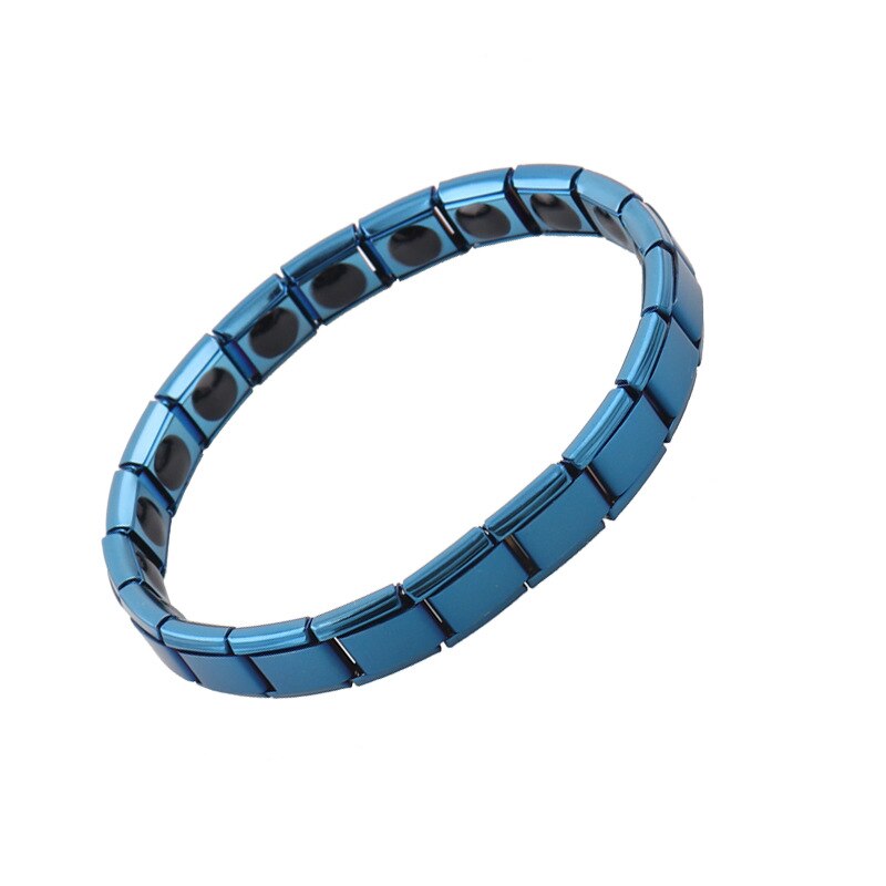 Frauen Schmuck 9mm Farbe Elastische strecken Energie Sport Magnetische Germanium Italienischen Charme Armbinde Neue Edelstahl ST26: Blau