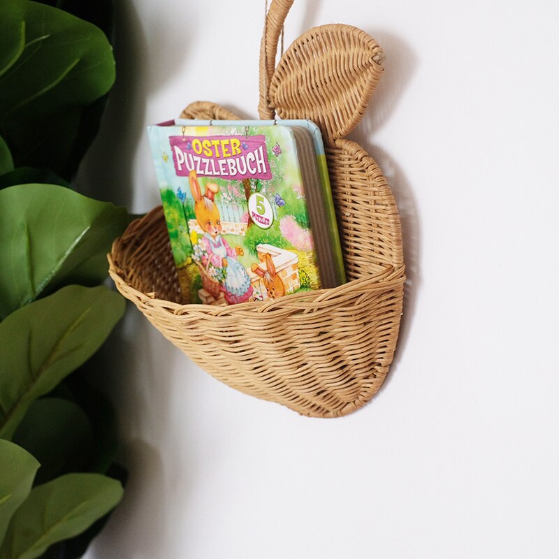 Wykonany ręcznie Rattan schowek na ścianę kosz kosz na niemowlę wystrój pokoju w kształcie jabłka kosz wiklinowy Organizer schludny Dom dekoracje ścienne: Default Title