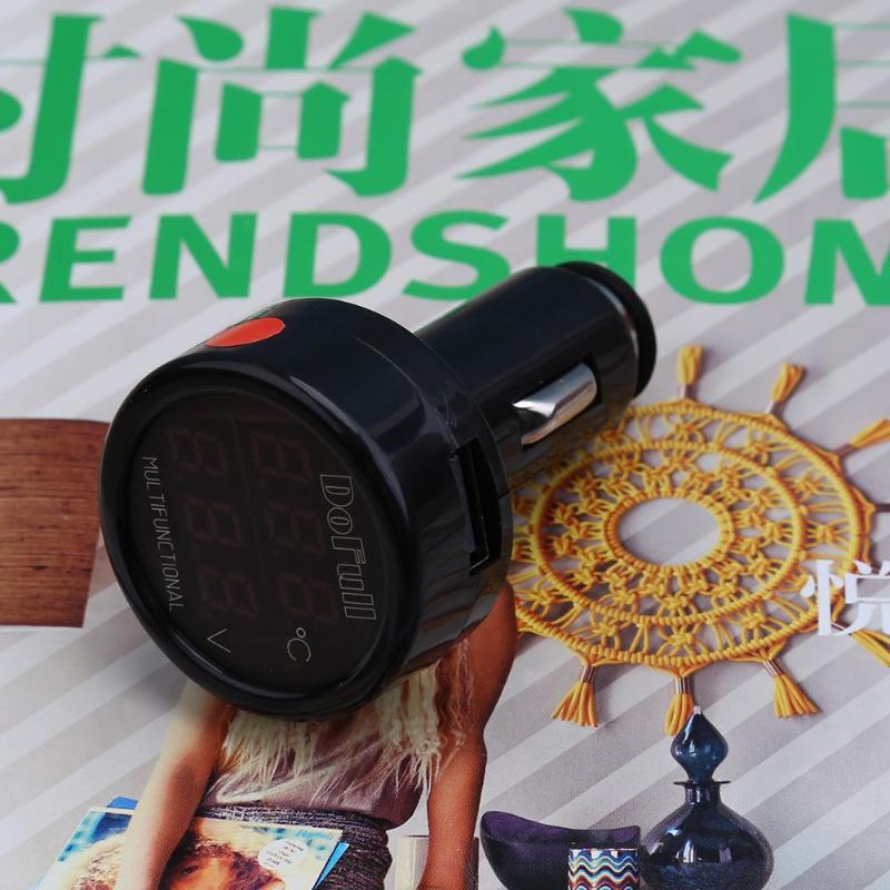 3 in 1 12 V/24 V Lader Temperatuur Meter Voltmeter Sigarettenaansteker Digitale LED Auto Voltmeter Thermometer Auto USB Charger