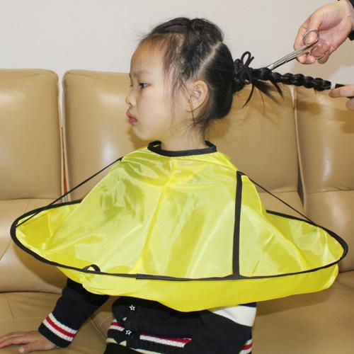 1 stk praktiske børn børn vandtæt haircut catcher forklæde kappe paraply frisør værktøj baby hårpleje: Gul