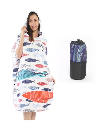 Micrfiber Quick Drying Changing Robe Swimming Surf Beach Poncho Towel Portable Soft Bath Towels With Cloak Bathrobe Home Textile: 2