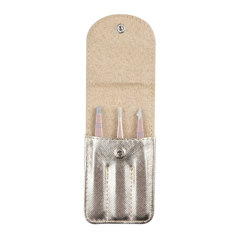 3 Pieces/Set of Stainless Steel PU Leather Popular Eyebrow Tweezers Beauty Removal Makeup Tool For Kit Ladies: style 10