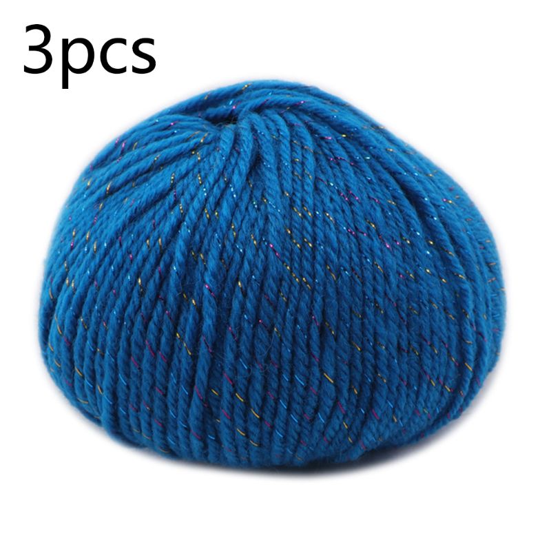 3 Roll 2 Strand Medium Thick Acrylic Fiber Hand Knitting Yarn Colorful Shiny Metallic Crochet Wool Thread for DIY Scarf: C