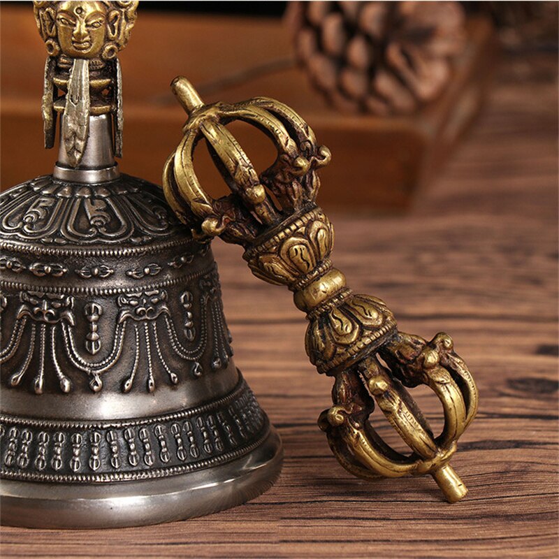 Nepal Tibetan Nine-Strand Vajra Bells And Pestles Bronze Flower Bells Bells Sound Crisp Buddhist Supplies Handmade Bells