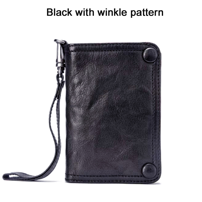 Echtes Leder Männer Brieftasche Kupplung Geldbörse Männlichen Bifold Geld Clips mit Haspe große kapazität Karte Brieftasche Kurze W/Postleitzahl Tasche: Schwarz