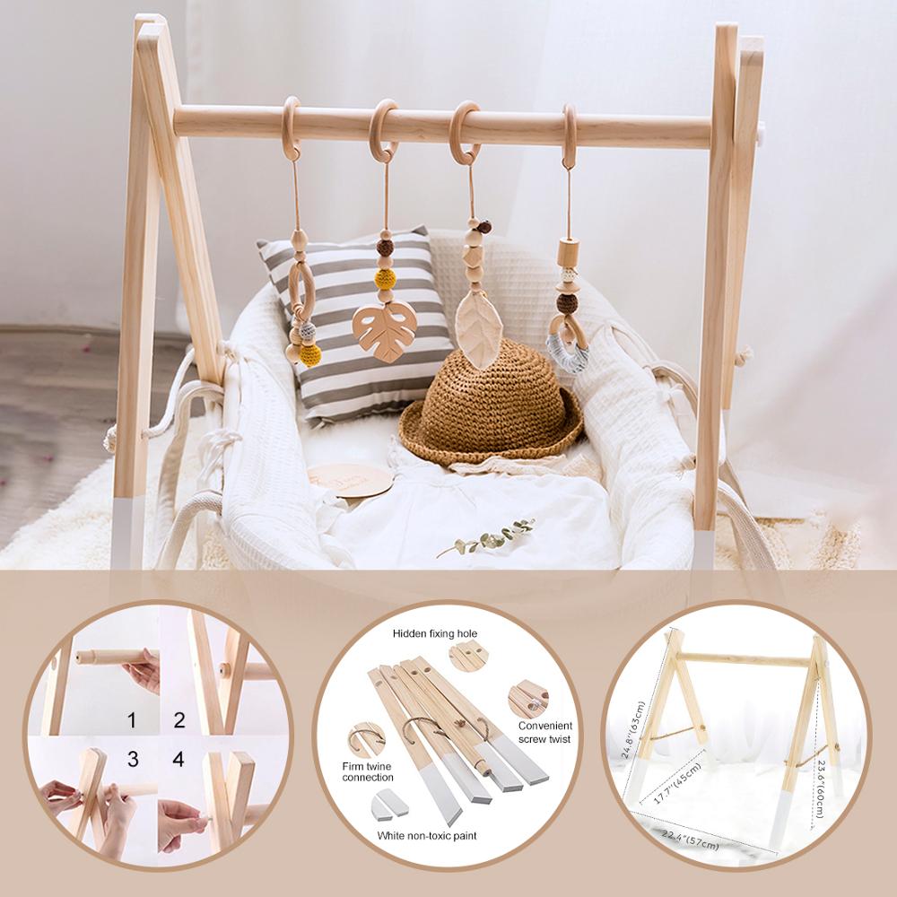 1set Animals Wooden Pendant Baby Play Gym BPA Free Food Grade Wooden Teether Toys Interactive Baby Birth Wooden Blank Toys